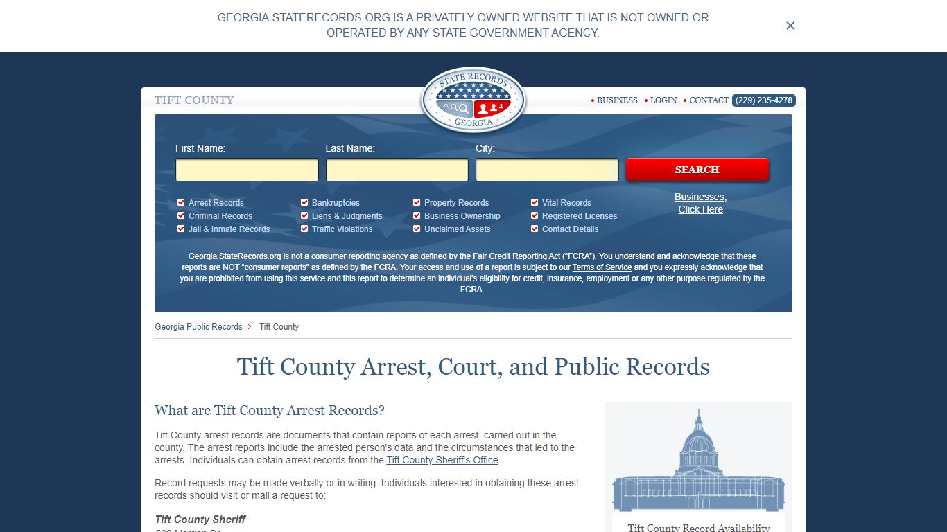 Tift County Arrest, Court, and Public Records