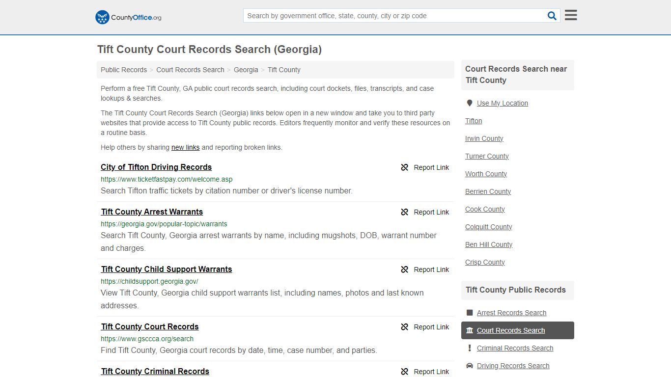 Court Records Search - Tift County, GA (Adoptions, Criminal, Child ...