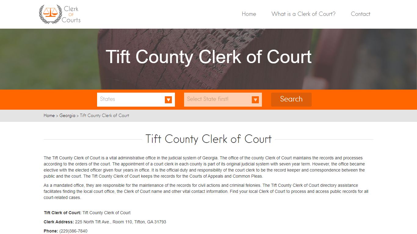 Find Your Tift County Clerk of Courts in GA - clerk-of-courts.com